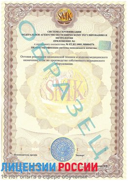 Образец сертификата соответствия (приложение) Зеленодольск Сертификат ISO 13485